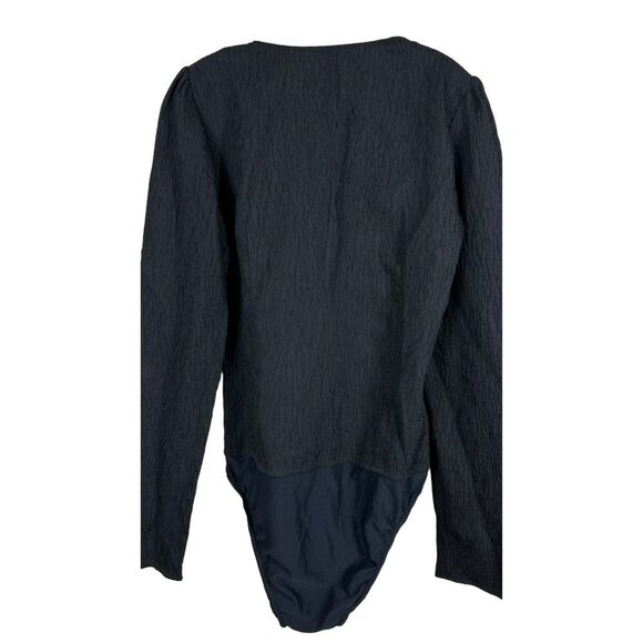 Zara Black Textured Bodysuit Top Square NecK Soft Small Size Large - Picture 11 of 15